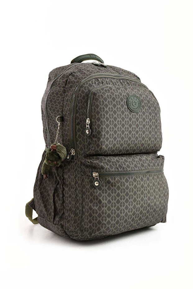Unisex Khaki Diamond School Bag, Large Size 16 Inches, Crinkle Waterproof Backpack, 47X30X15Cm