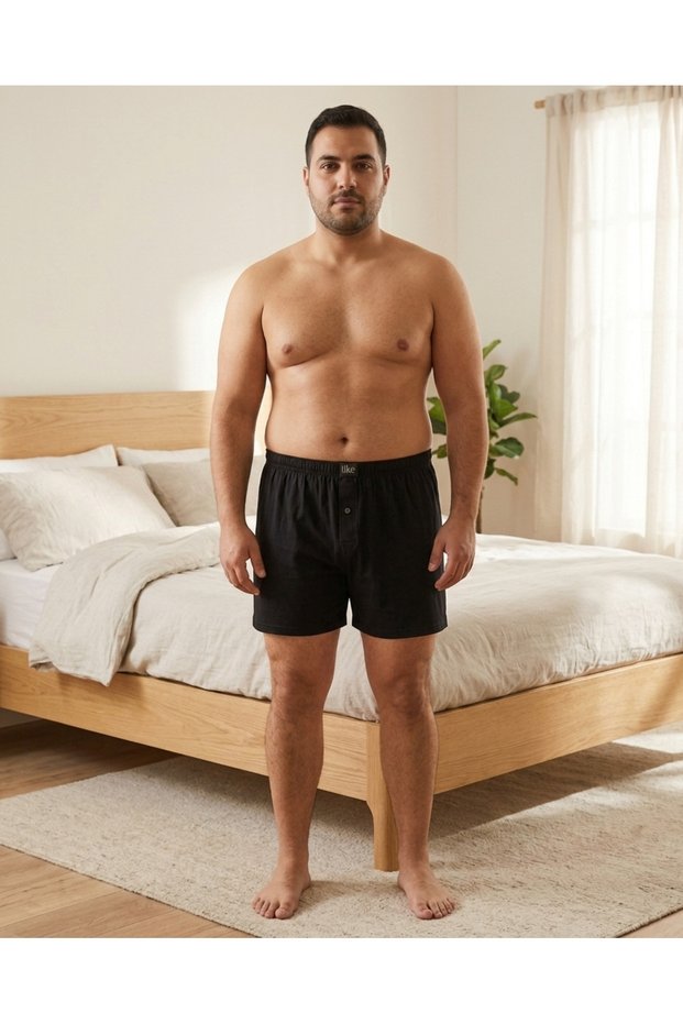 Men's Towel Waist Black Combed Cotton Boxer