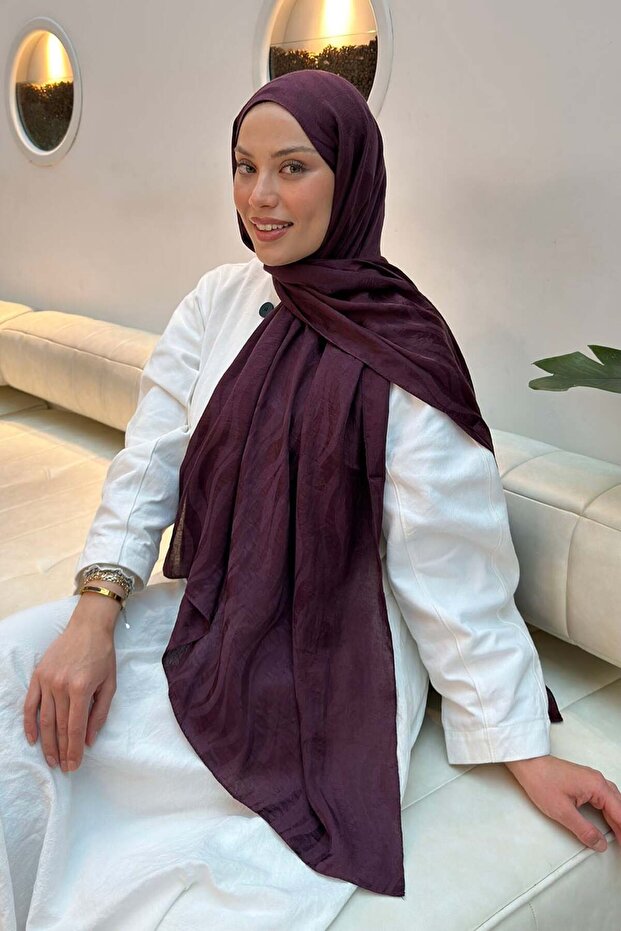 Shine Desen Ayrobin Floral Jacquard Shawl Plum