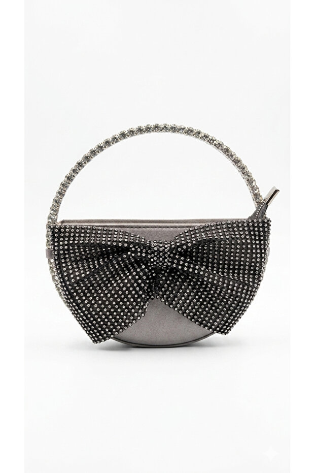 Gray Stone Strap Evening Dress Bag for Special Occasions and Proms