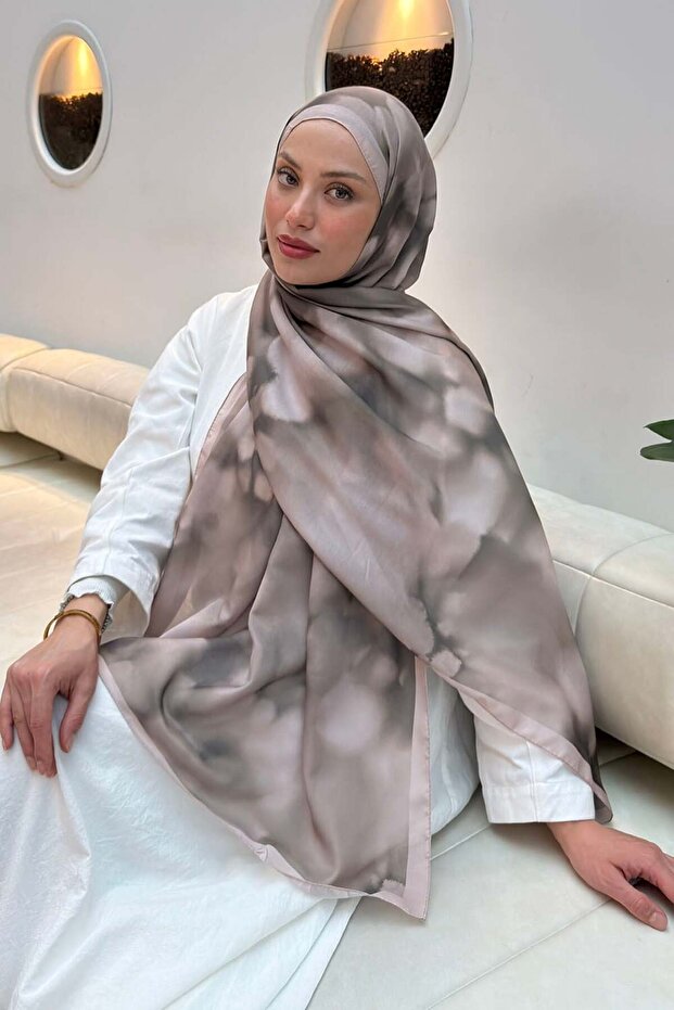 Batik Pattern Soft Shawl Dark Mink Color