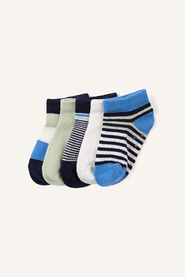 Striped Seamless 5-Piece Cotton Booties Socks for Baby Boy H3310A5Ns