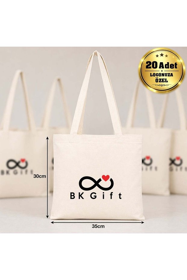 20 Pieces of Raw Cloth Horizontal Shoulder Strap Bags with Your Logo 35X30 cm - Promotional Raw Cloth Bag with Logo Printed