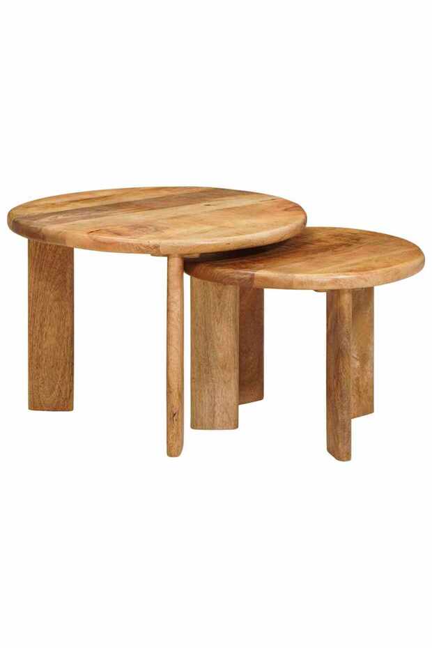 Mese de Cafea Nesting 2 pcs Maro Lemn de mango solid