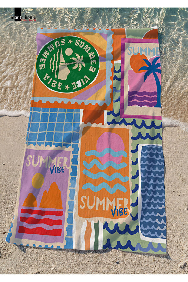 Summer - Colorful Printed Beach Towel - 75X150 cm