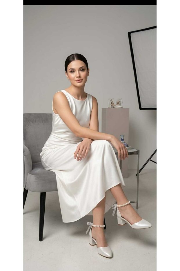 Women's 5 cm Ankle-Heel Shoes with Pearls