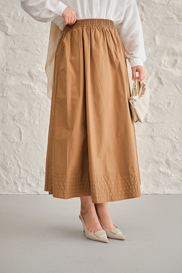 Women's Elastic Waist Crinkle Skirt Mink