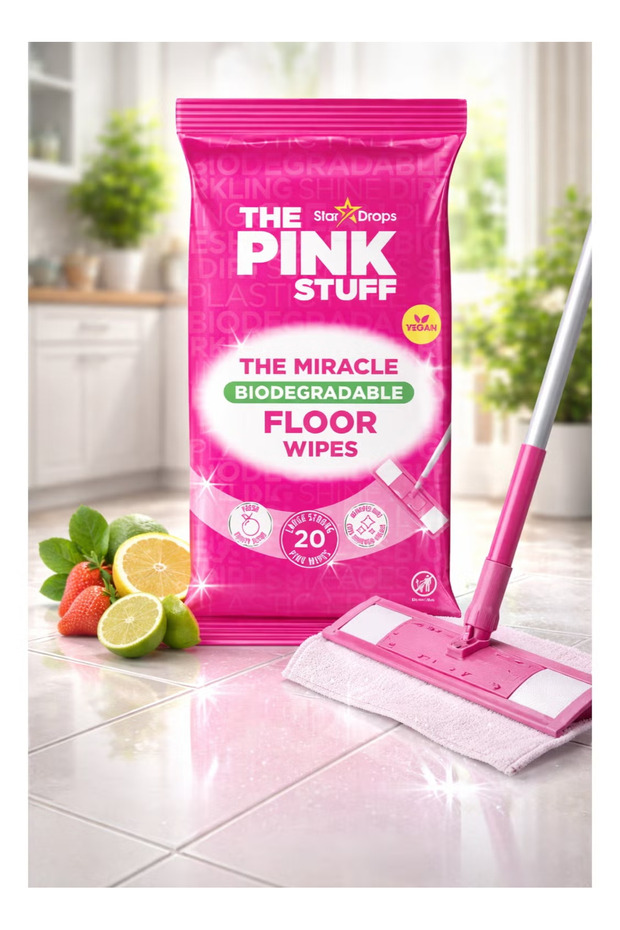 Biodegradable Floor Cleaning Wipes - 20 Strong & Large Wipes, Multipurpose Floor Cleaner, Removes Dirt & Grease, Fresh Scent, Plant-Based Formula