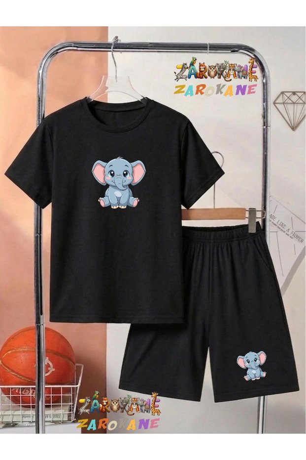 Baby Elephant Printed Top and Shorts/T-Shirt Summer Children's Two-Piece Set