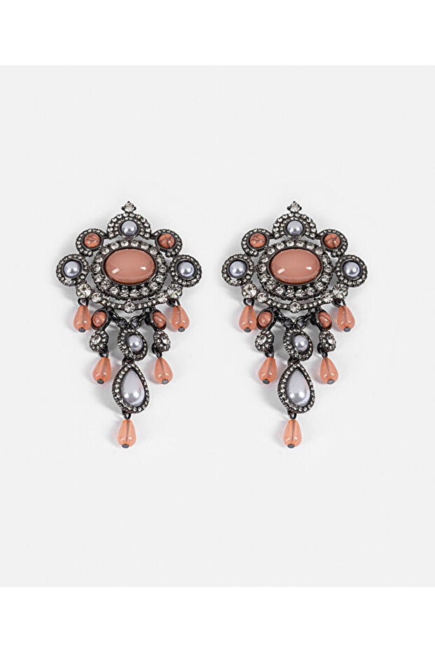Maxi Earrings with Rhinestones and Artificial Pearls