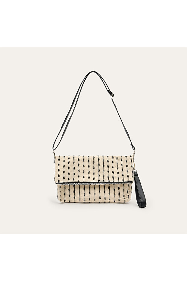 Women's Ecru Stitched Detailed Portfolio Bag