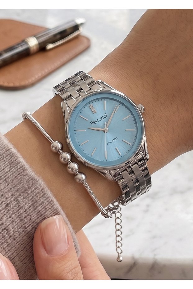 Milano Women's Silver Metal Cord Blue Dial Minimal Wrist Watch 2 Years Warranty