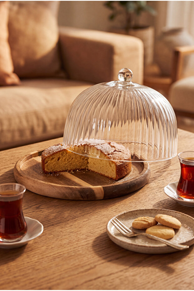 صينية كيك من زجاج الأكاسيا من بيسا مقاس 17 سم