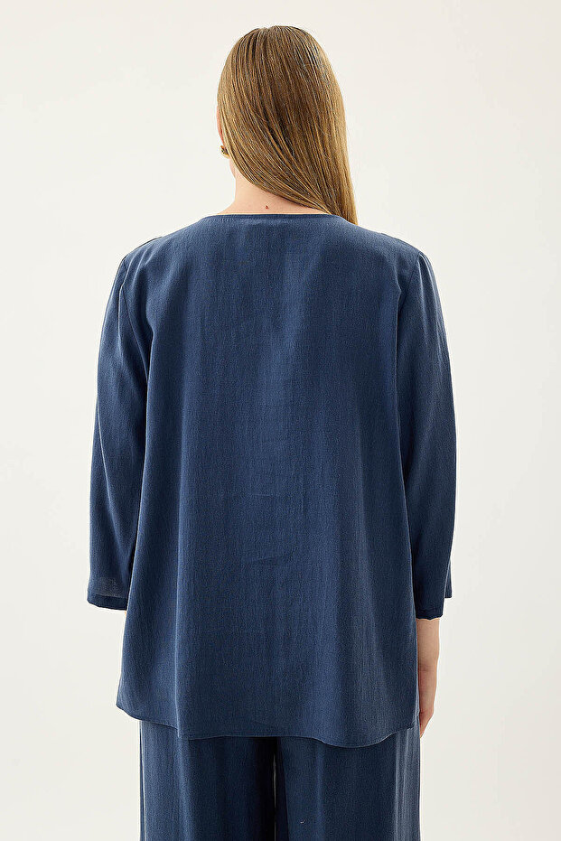 Single Button Casual Blouse - 5