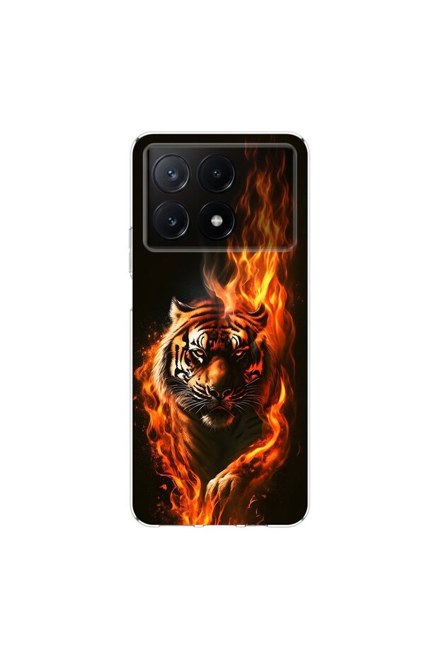 Poco X6 Pro Compatible Tiger Design Transparent Case