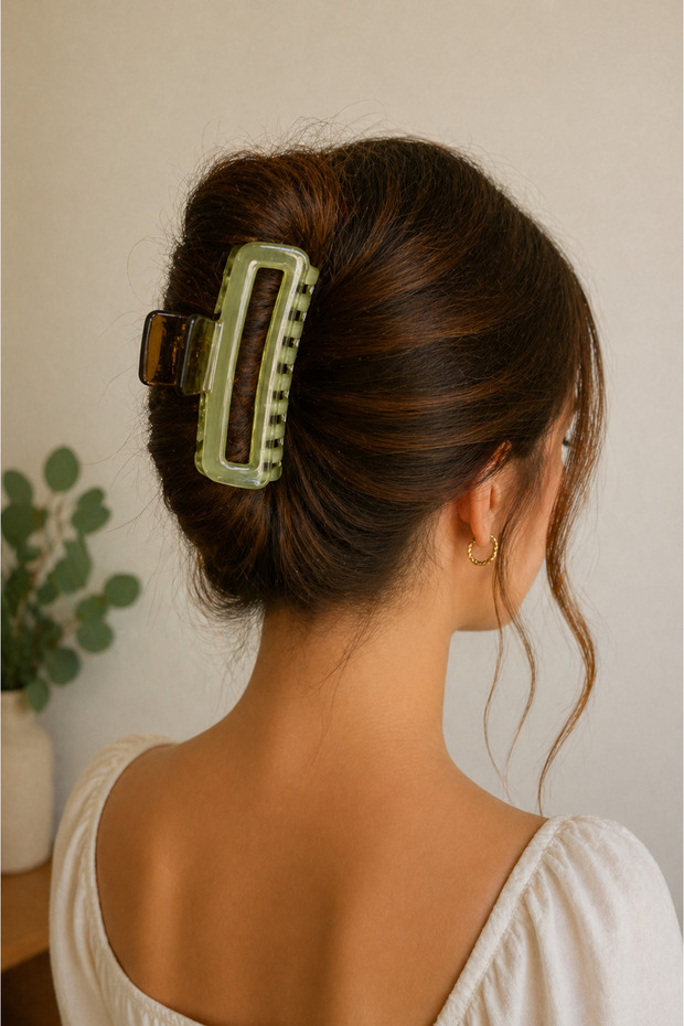 Transparent Pink Mandal Hair Clip Large Size Claw Clip Women's Bun Clip Daily Hair Accessory
