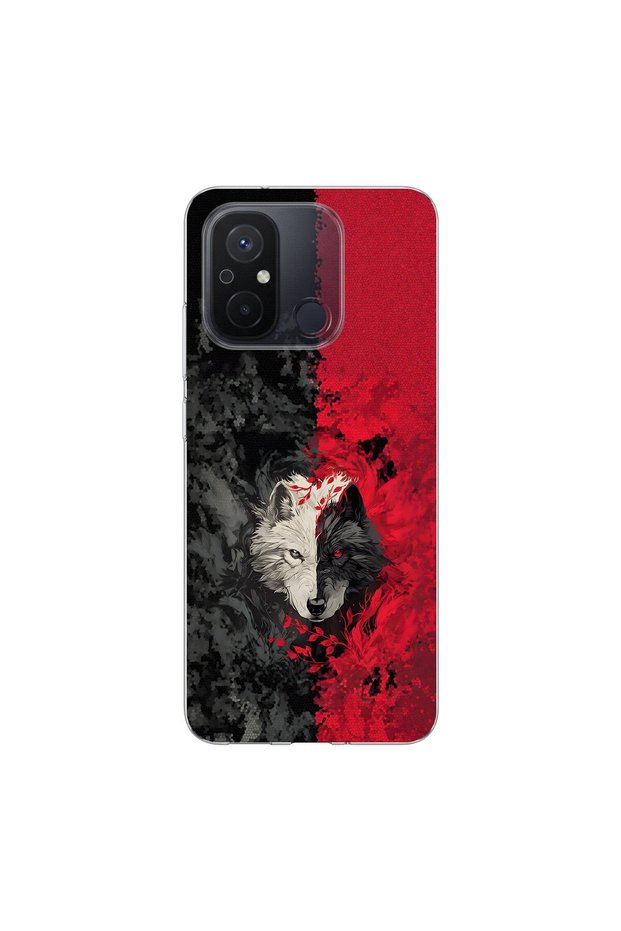 Redmi 12C Compatible Wolf Design Transparent Case