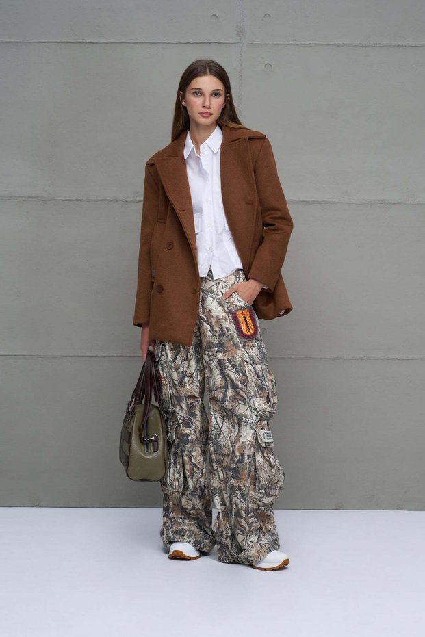 Beige Gabardine Cargo Pants 18090