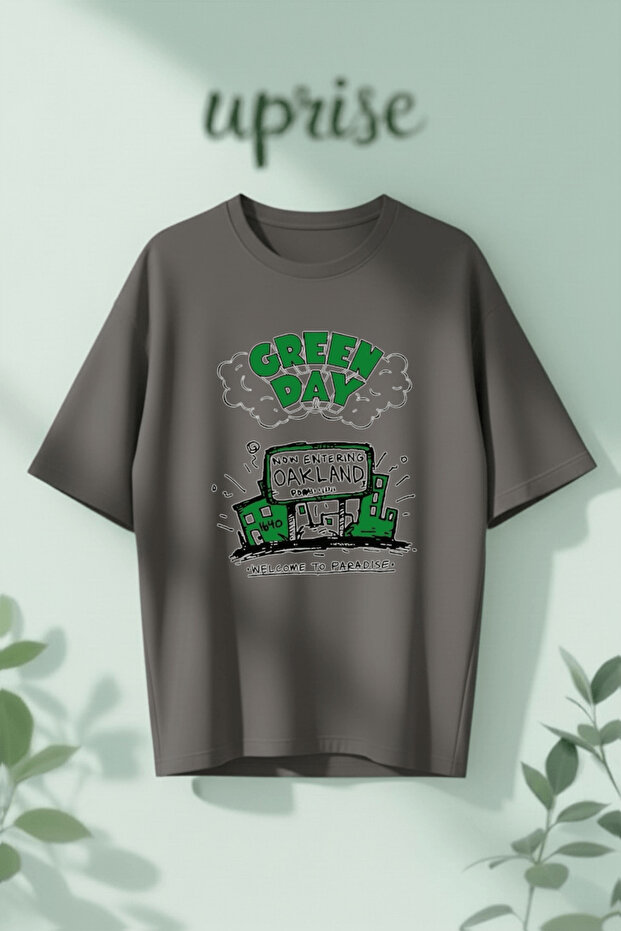 تي شيرت قطني كبير الحجم مطبوع عليه Green Day