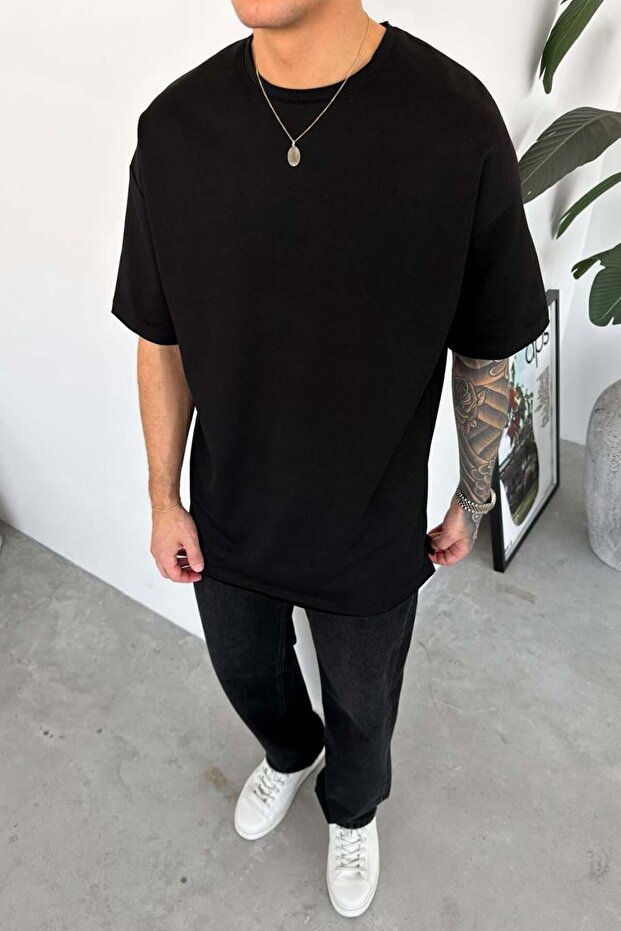 Μαύρο Μπλουζάκι Basic Softline Relaxed - 2