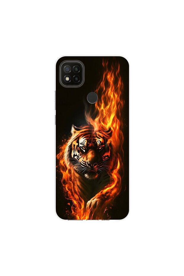 Redmi 9C Compatible Tiger Design Transparent Case