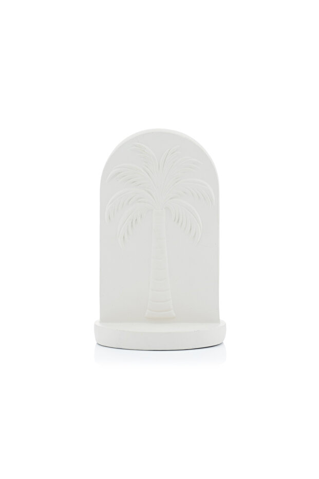 White Decor with Palm Tree Pattern from Naqaa - 1