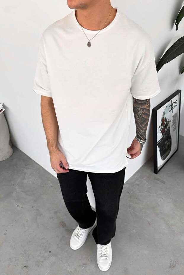 Tricou alb Basic Softline Relaxat - 1
