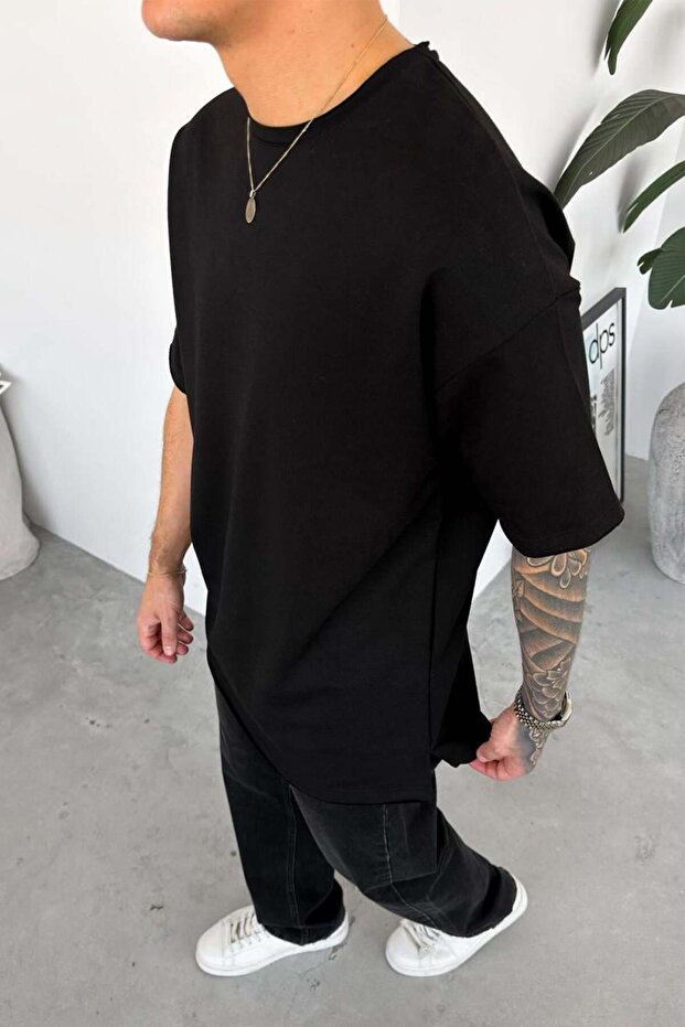 Μαύρο Μπλουζάκι Basic Softline Relaxed - 3