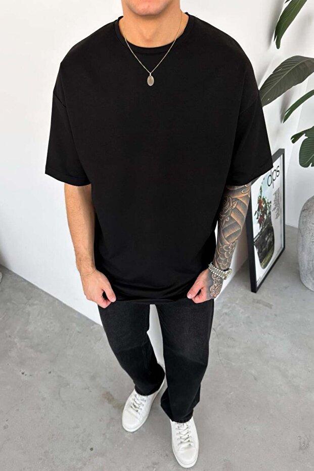 Μαύρο Μπλουζάκι Basic Softline Relaxed - 1