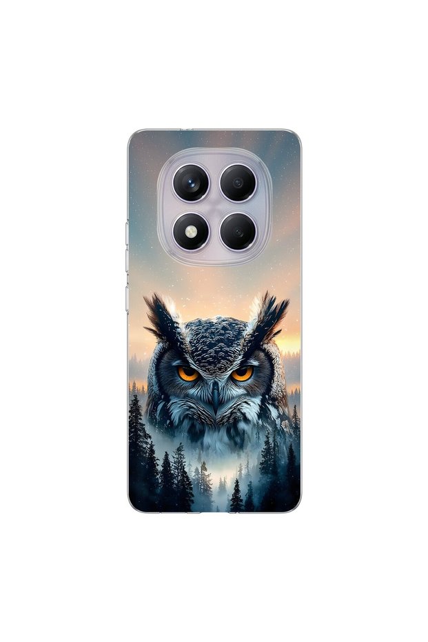 Redmi Note 14 Pro Compatible Owl Design Transparent Case