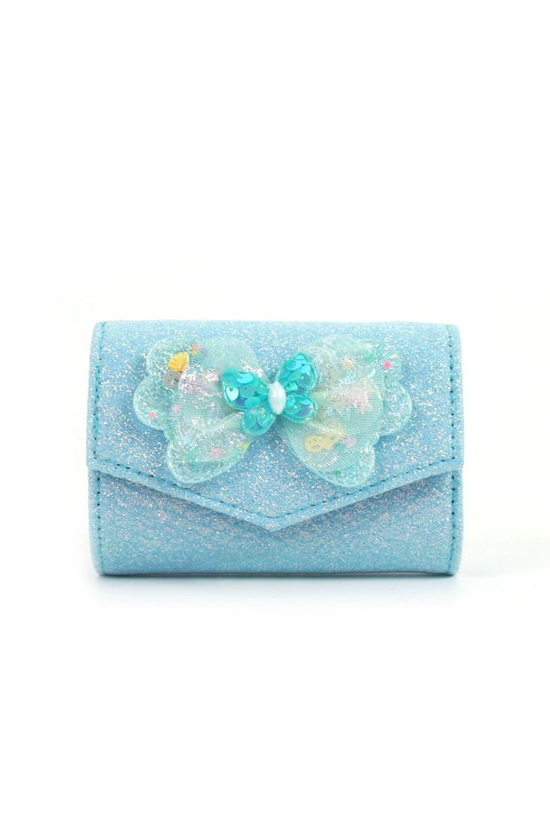 - Sparkly Butterfly Flap Wallet – Glitter Mini Purse - Lavender, Blue, Pink