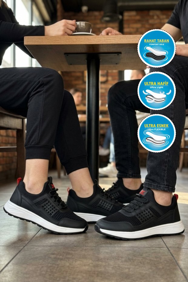 Motano g Black-White Mesh Lightweight Flexible Unisex Sports Shoes