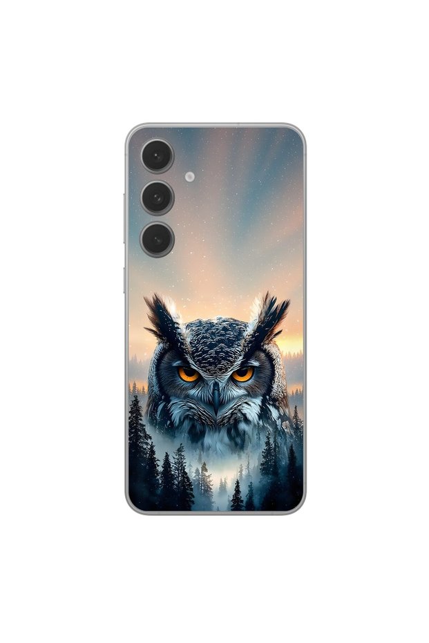 Samsung Galaxy S25 Fe Compatible Owl Design Transparent Case