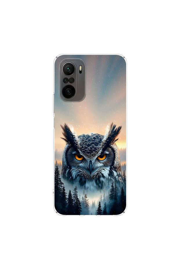 Poco F3 Compatible Owl Design Transparent Case