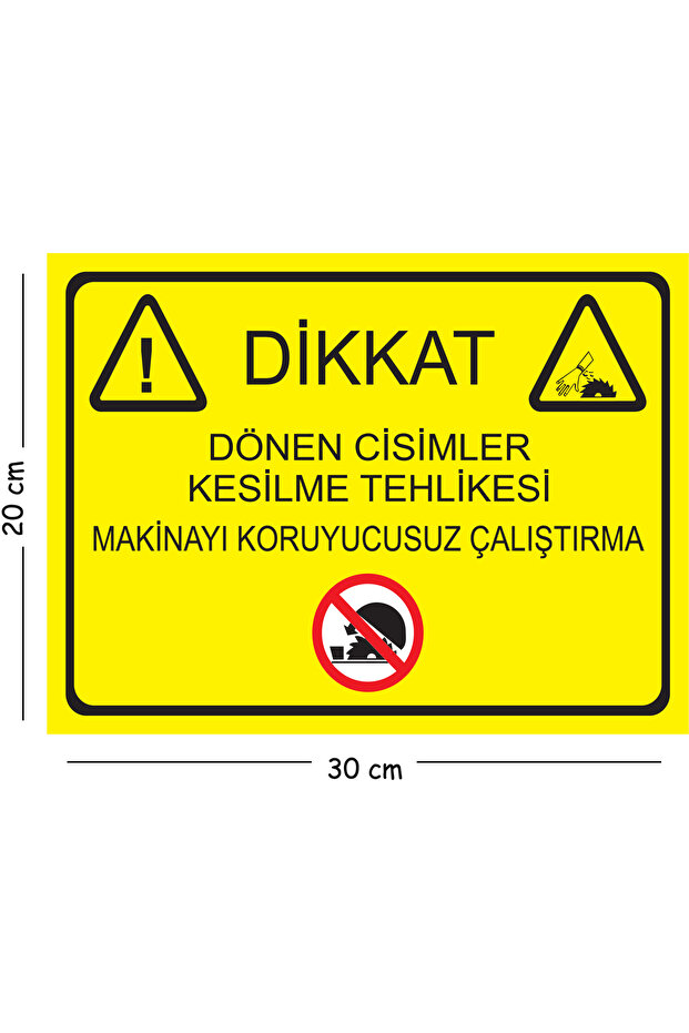 Metal Attention Rotating Objects Cutting Hazard Machine Without Protective Operation 20X30 cm A4 Warning Business
