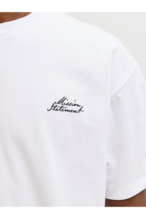 White Crew Neck Script Back T-Shirt - 8