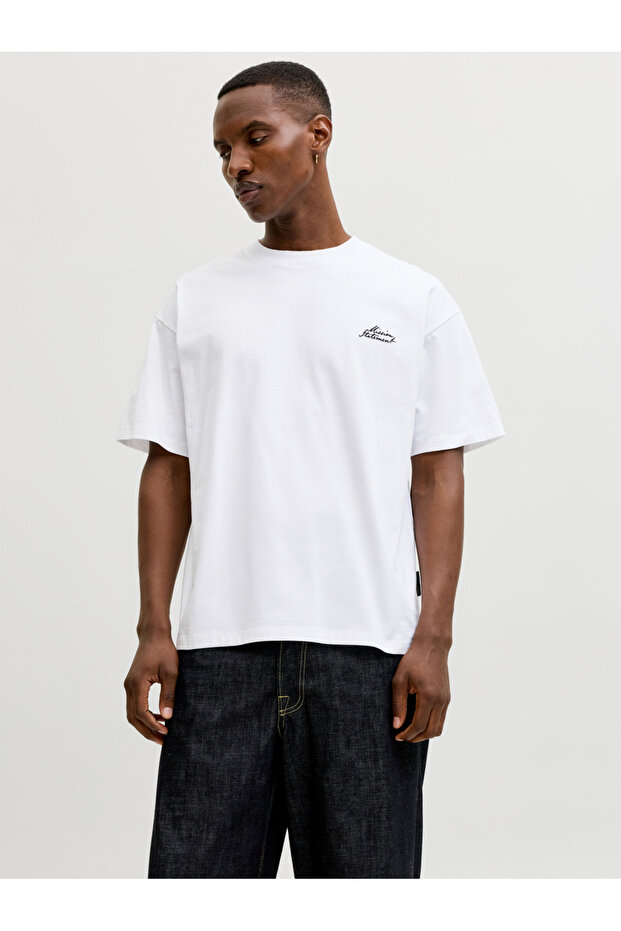 White Crew Neck Script Back T-Shirt - 1