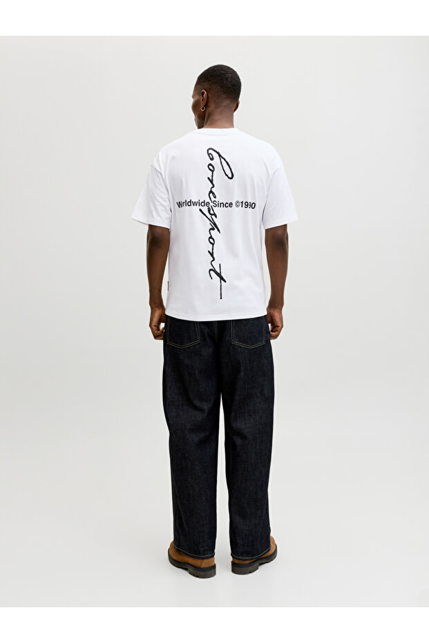 White Crew Neck Script Back T-Shirt - 5