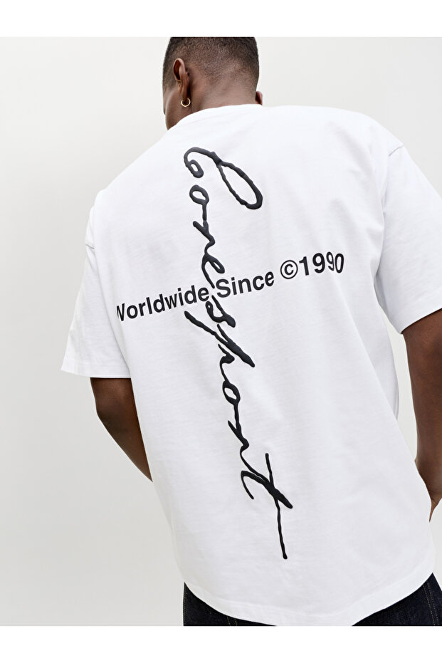 White Crew Neck Script Back T-Shirt - 2
