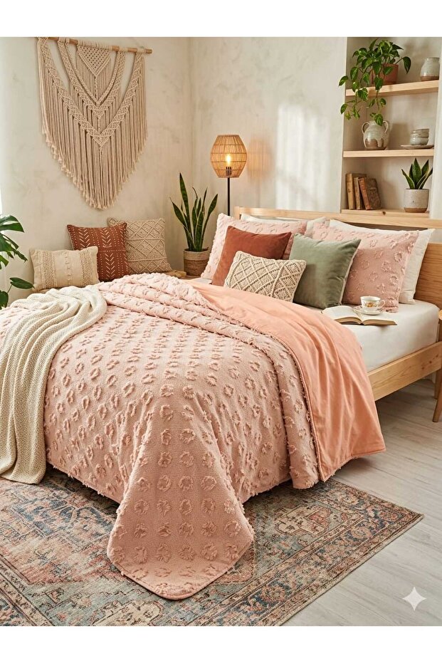 3 Pieces Double Bedding with Pompom Pattern Pique 220X240