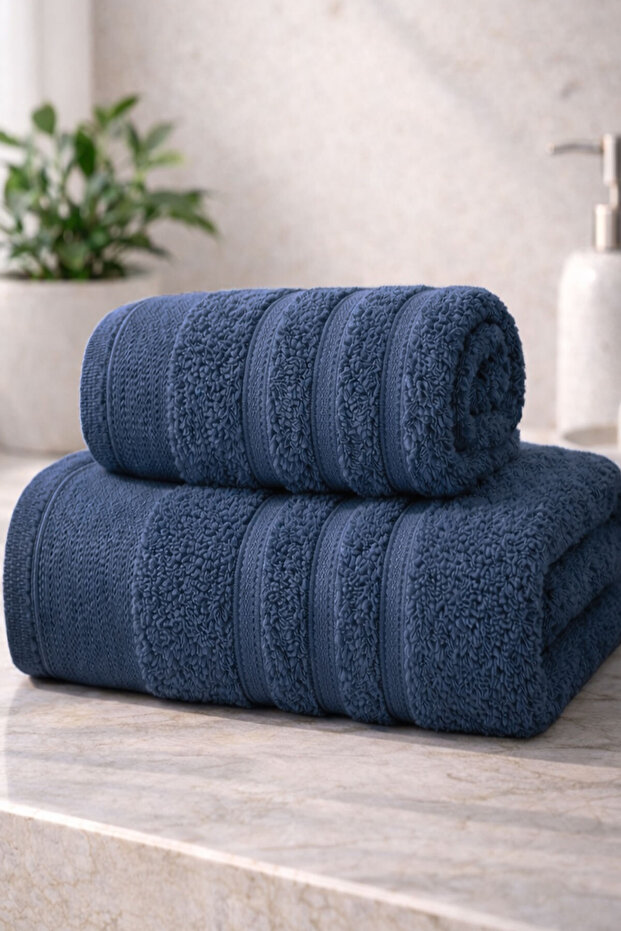 Premium 2-Piece Towel Set Hand + Bath Towel 50X85 & 70X140 Soft Textured High Absorbent Luxury Series