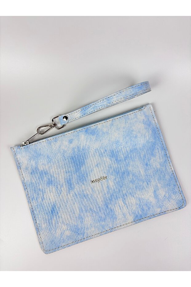 Genuine Leather Clutch/Portfolio Bag Baby Blue Color