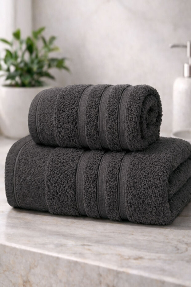 Premium 2-Piece Towel Set Hand + Bath Towel 50X85 & 70X140 Soft Textured High Absorbent Luxury Series