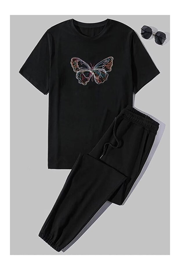 Silatrend Unisex Oversize Ultra Comfortable Summer Casual Short Sleeve T-Shirt Sweatpants Set Sportswear Basic