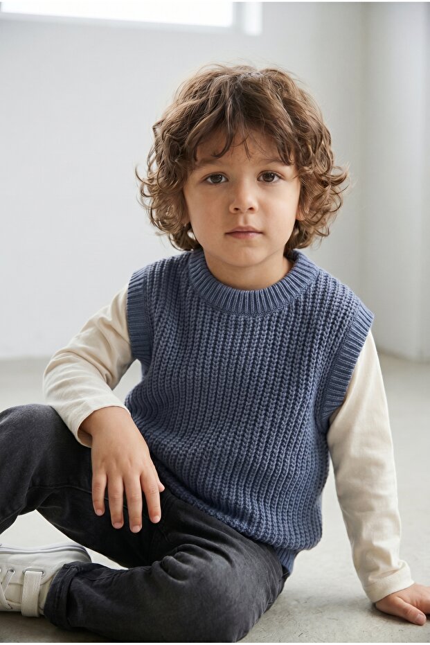 Baby Kids Knitwear Sweater Crew Neck Knitted Plain Thick