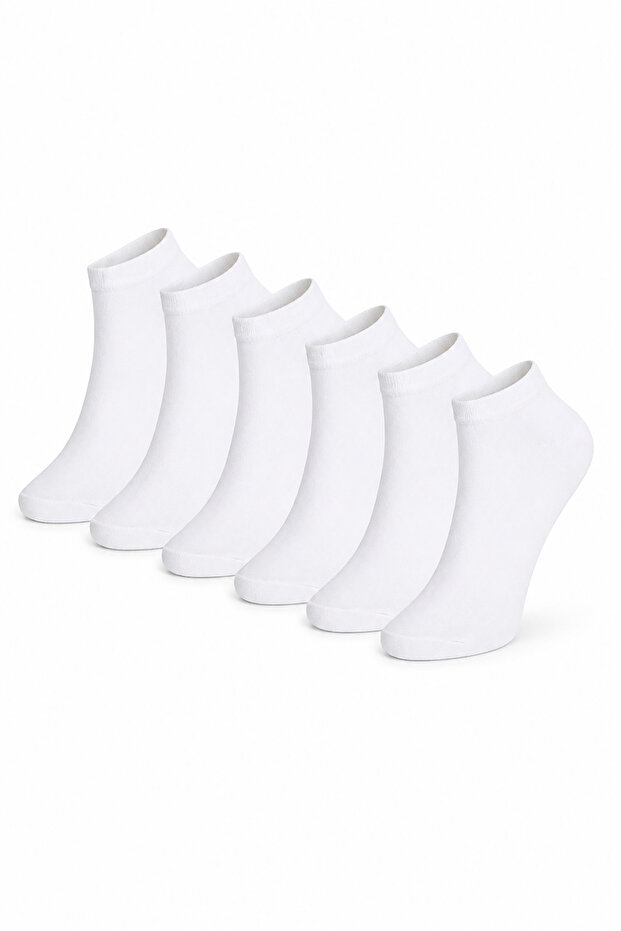 White Bootie Socks 6 Pairs Economic Package - Premium Quality Flexible - Anti-Sweat