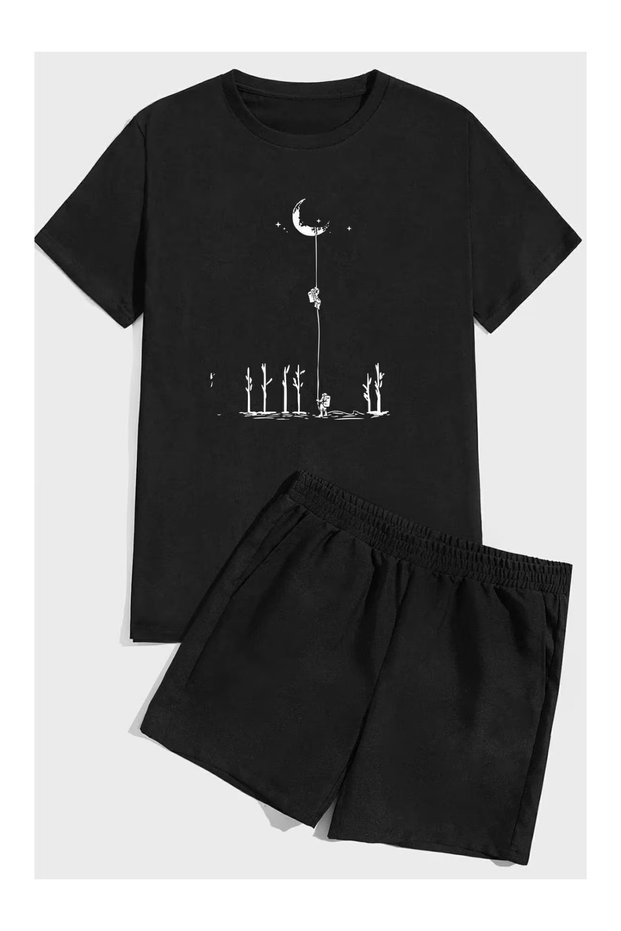 Calle Unisex Oversize Shorts Set Short Sleeve T-Shirt Comfortable Fit Summer Casual Sports