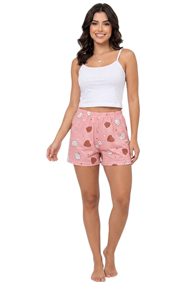 Fi̇ti̇lli̇ Shorts Single Jersey Top Basic Pajama Set