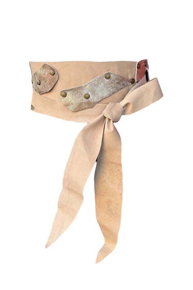 Robin Taba Double Tone Handmade Obi Leather Belt - Patchwork Design