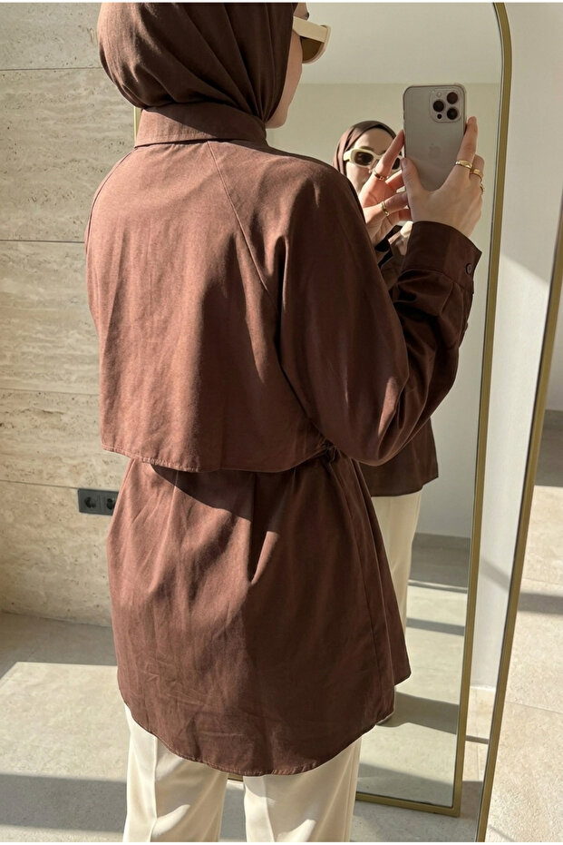 Women's Cape Detail Belted Shirt